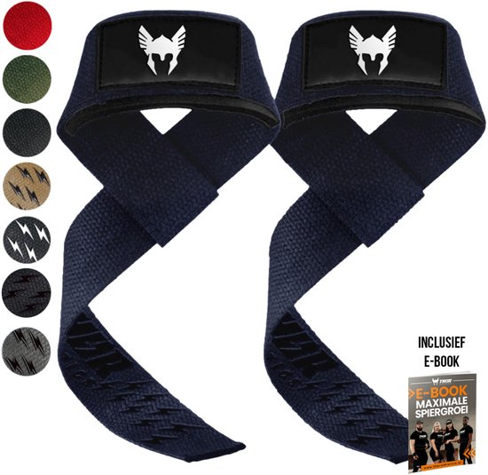 Sangles de levage Thor Athletics - Adhérence Extra - Accessoires de vêtements pour bébé de Musculation - Sangles de force athlétique - Sangles de soulevé de terre - Blue Viking - Livre électronique inclus