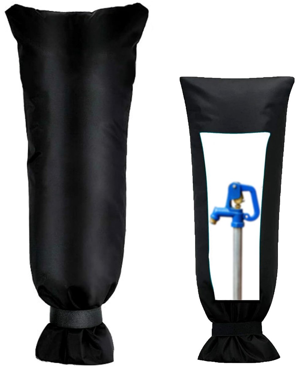 1 kraanafdekking voor wintervorstbescherming - 38 cm B x 70 cm H Extra lange en dikke isolerende kraanafdekking voor buiten, eenvoudig te installeren vorstbestendige kraanafdekkingen voor tuinslangen buiten, zwart