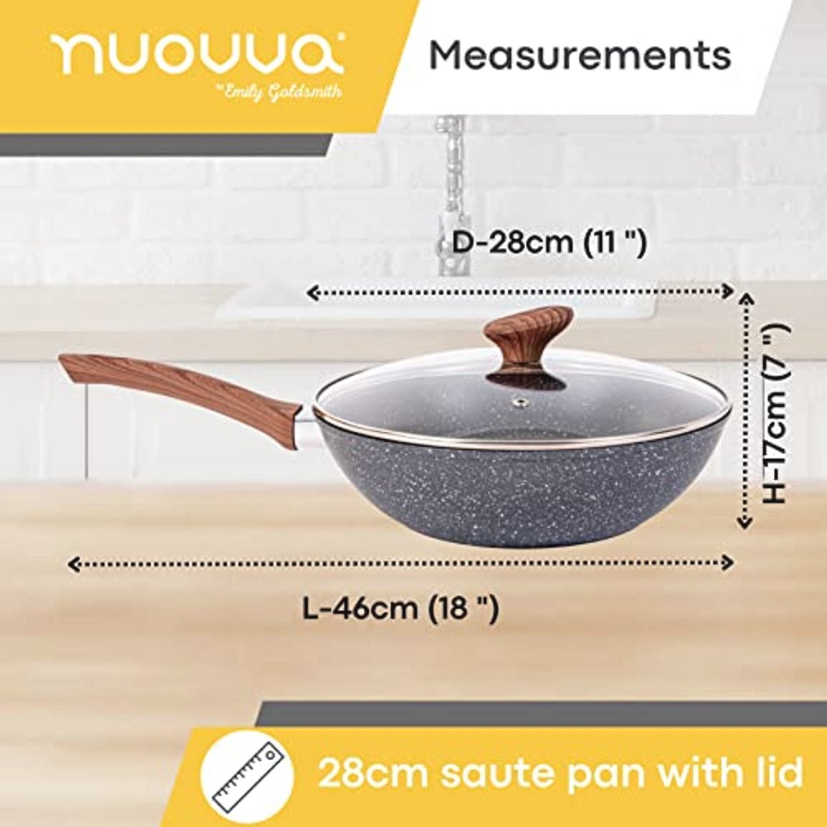 Diepe Roerbakpan met Deksel - 28cm Antiaanbak Wok Pan voor Inductiekookplaat