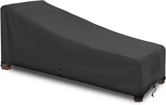 SIRUITON Afdekhoes Voor Ligstoel – 200x68x40/70 Cm, 420D Oxford, Waterdicht, UV-bestendig, Met Riemen, Zwart 2 miniatura