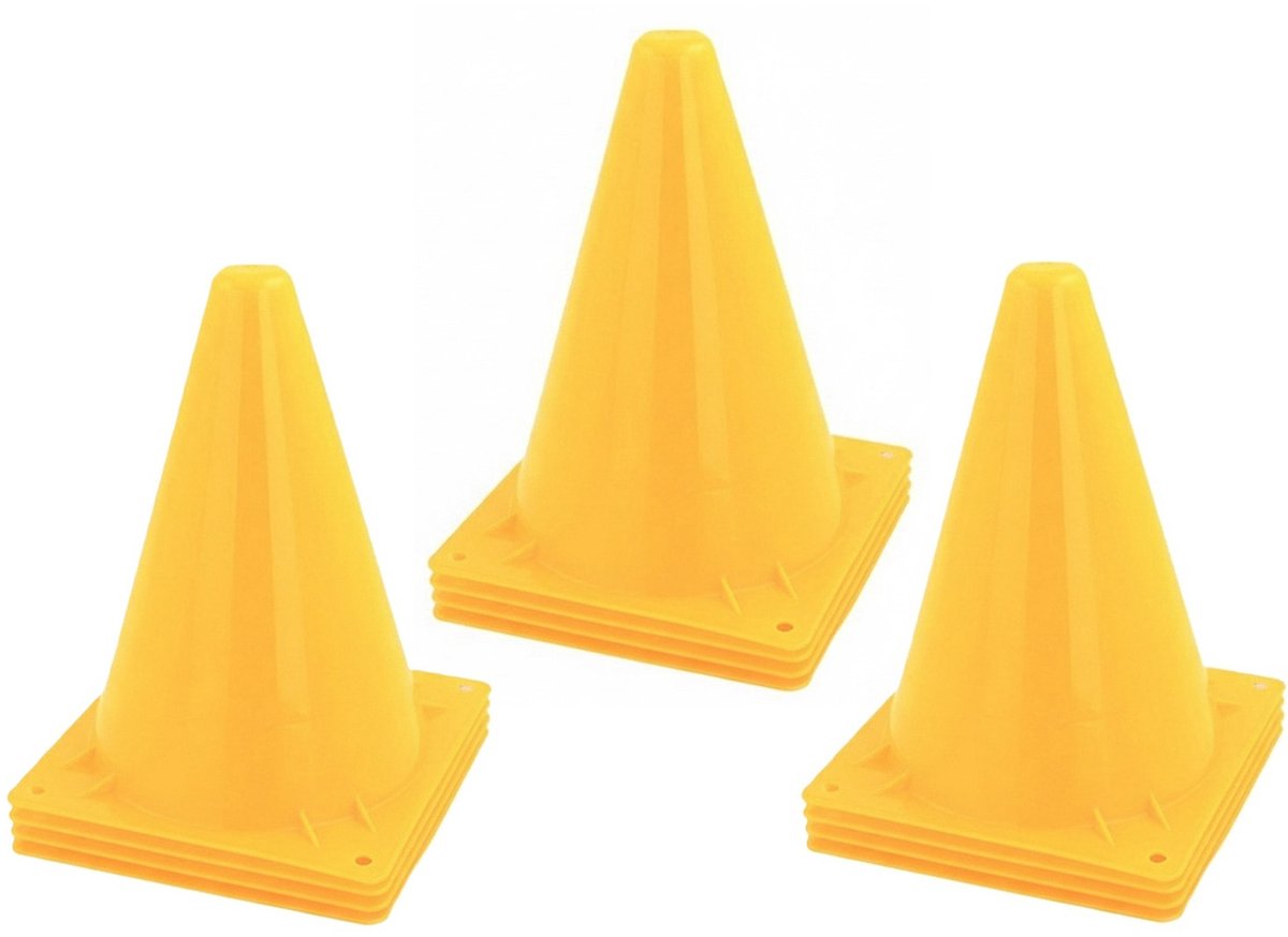 Jonotoys Sport/voetbal training pionnen - Set van 12x st - geel - 20 cm - Sport - Veldsporten - Training pion/kegel/accessoire