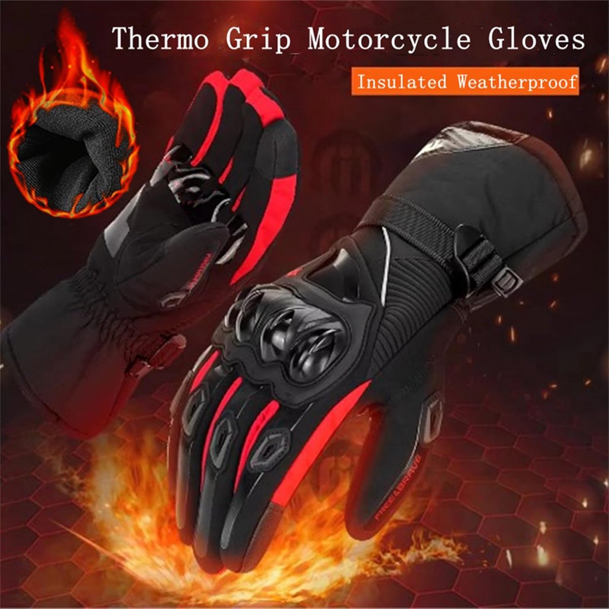 Winter Motorhandschoenen - Heren - Waterdicht Winddicht - Moto Handschoenen - Touchscreen Motorrijden Handschoenen - rood - M – foto 5