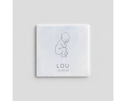 Gepersonaliseerde Baby Naam Lijntekening Decoratieve Tegel – Geboorte Herinnering Wanddecoratie – 15 x 15 cm