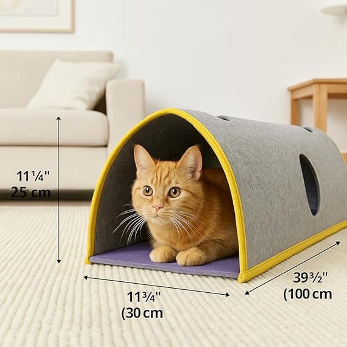 Blue eyes Tunnel voor katten, kattentunnel voor spelen en slapen binnenshuis, 100 cm