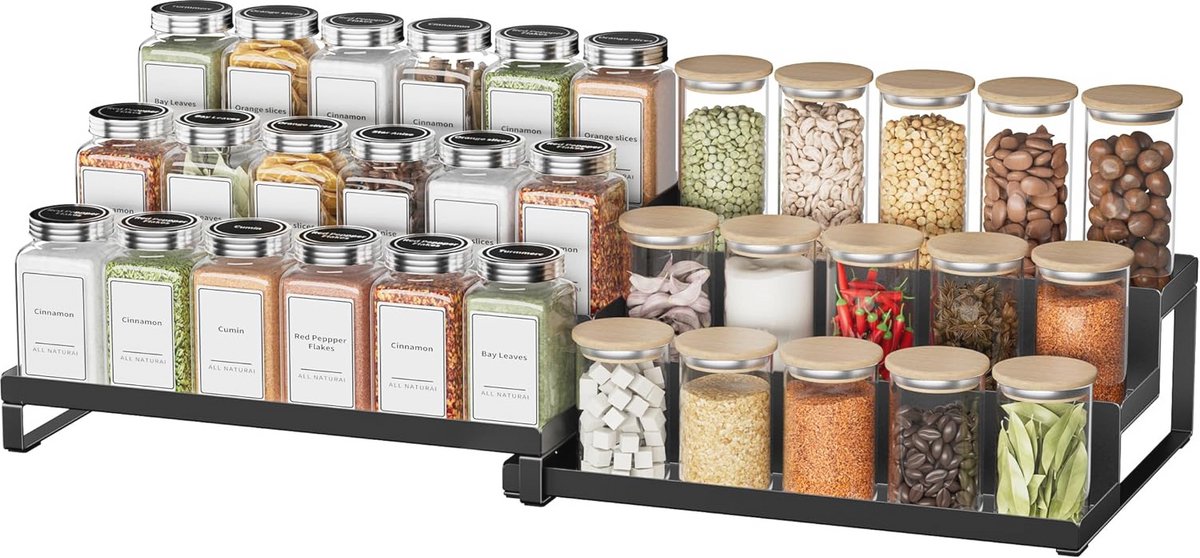 3-laags uitbreidbaar kruidenrek - Perfecte organizer voor keukenkast en aanrecht
