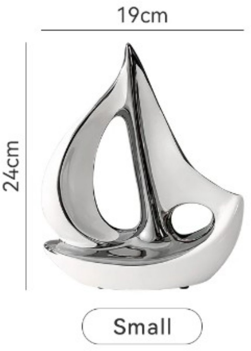 Home Cute Home - Keramische Luxe Decoraties Zeilboot - Klein zilveren