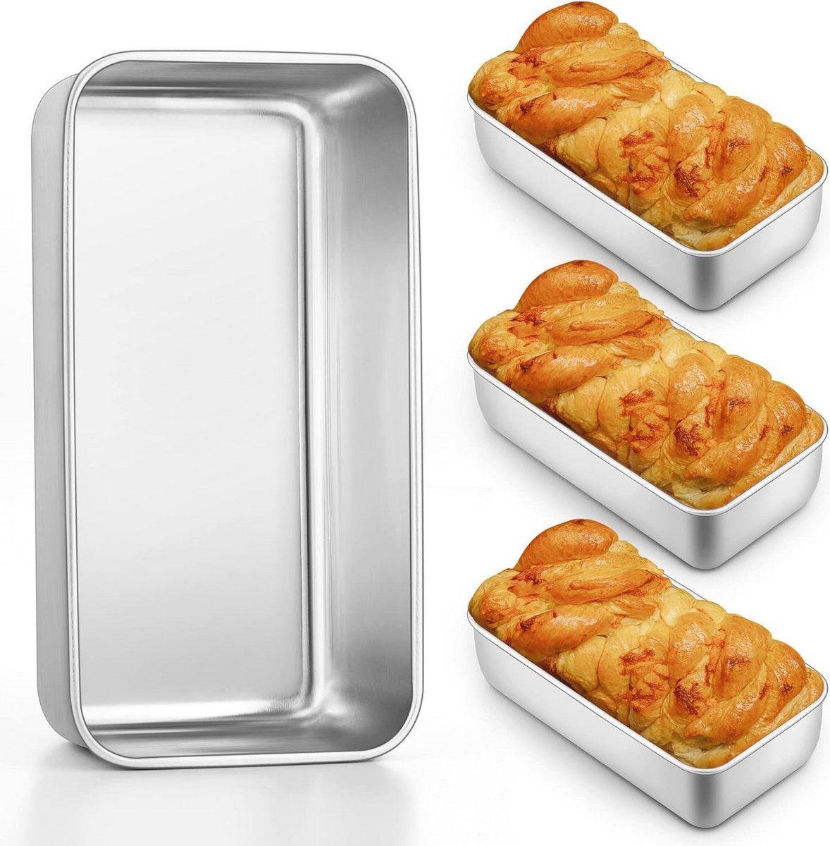 Roestvrijstalen bakvorm, set van 4 voor brood, cake, toast
