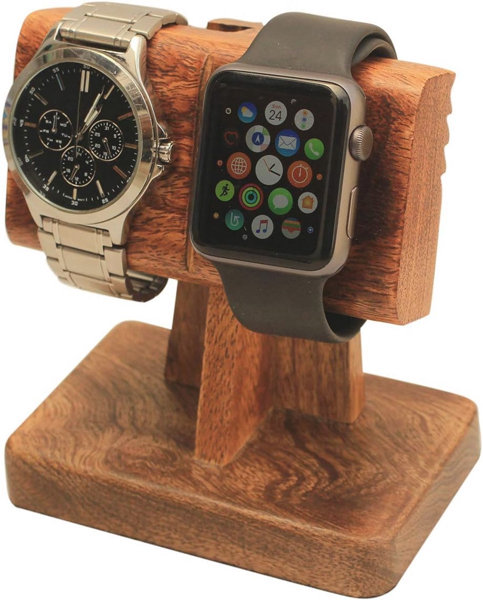 2 in 1 Horloge Stand en Nachtkastje Organizer van Mango Hout