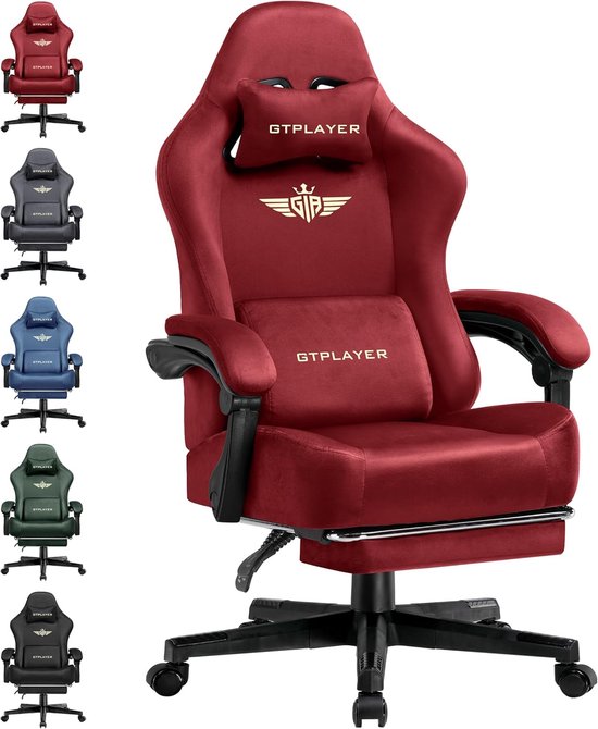GTPLAYER - Gamingstoel van Stof - Met Pocketvering en Hoge Rugleuning - Rood