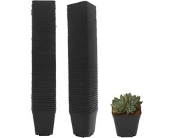GOETOR Pastic Nursery Pots Square Plant Pot 100pcs Durable Balck Starter Container for Starting Seedlings or Succulents (6.5cm)