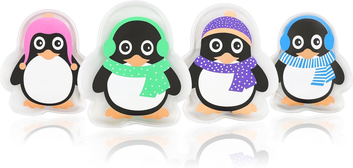 Herbruikbare handwarmers met pinguïn motief - set van 4 zakverwarmers voor kinderen en volwassenen