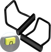 4 stuks sponshouders voor keukenmuur, zelfklevende sponshouders van roestvrij staal, spoelbaksponsrek, waterdichte haak, houder voor keukenspoelbak, organisatie-accessoires (zwart, zilver