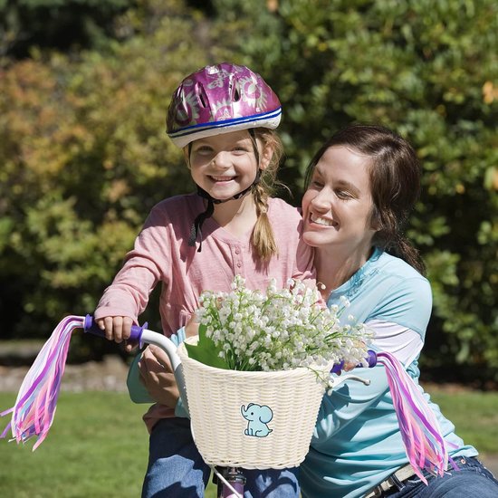 Handgemaakte kunstrieten fietsmand voor kinderen - Fietsstuurtas - Fietsaccessoires - Afneembare rieten mand - Boodschappenmand - Huishoudmand - Geschikt voor jongens- en meisjesfietsen - Wit van Merkloos — afbeelding 4