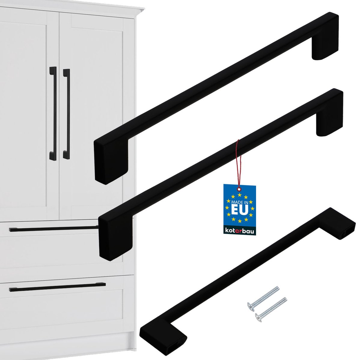 Kotarbau Serie - Meubelgreep - 221 mm - Mat Zwart - Ergonomisch