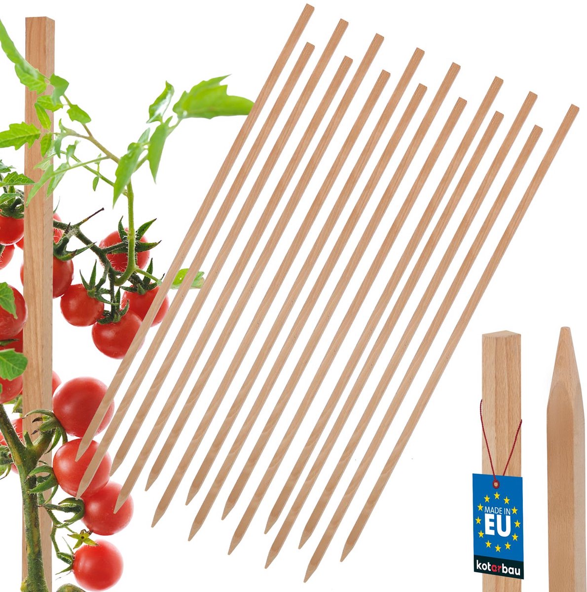 Kotarbau Serie - Houten Plantenstokken - 80 CM - Voor Groenten en Bomen - Set van 15