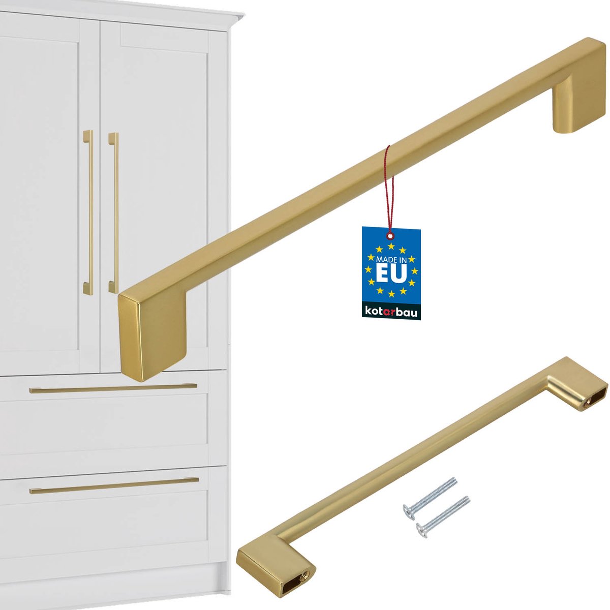 Kotarbau Klassieke Keukenmeubelgreep - Langwerpig - Goud Mat - 221mm