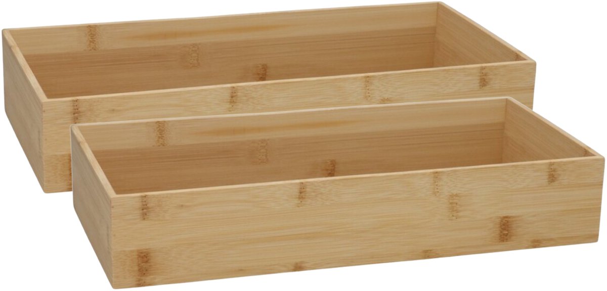 Gerimport Lade organizer - 2x - bamboe hout - 38 x 18 x 7 cm - bakje - kast organizer - organizer - doos