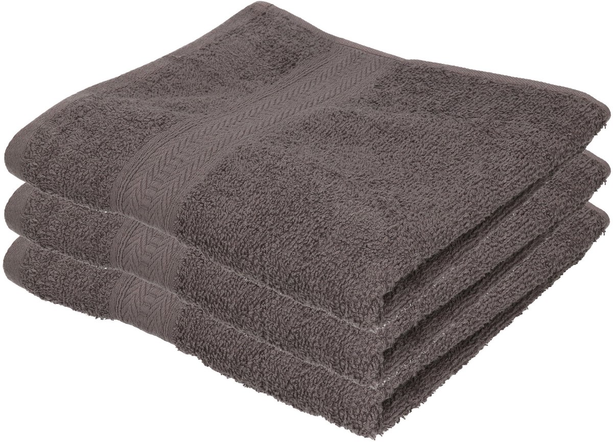 Jassz badkamer handdoeken - 3x - grijs - 50 x 100 cm - huishoud textiel - 420 gram - 100% katoen - badhanddoeken