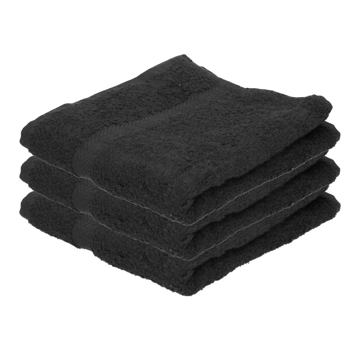 Jassz badkamer handdoeken - 3x - zwart - 50 x 100 cm - huishoud textiel - 420 gram - 100% katoen - badhanddoeken