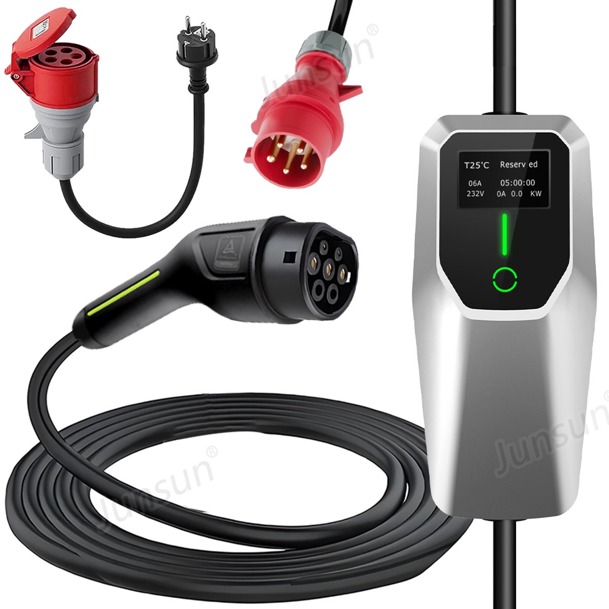 Hexinex Draagbare 11kW 3-Fase EV Laadkabel - Schakelbare Stroom