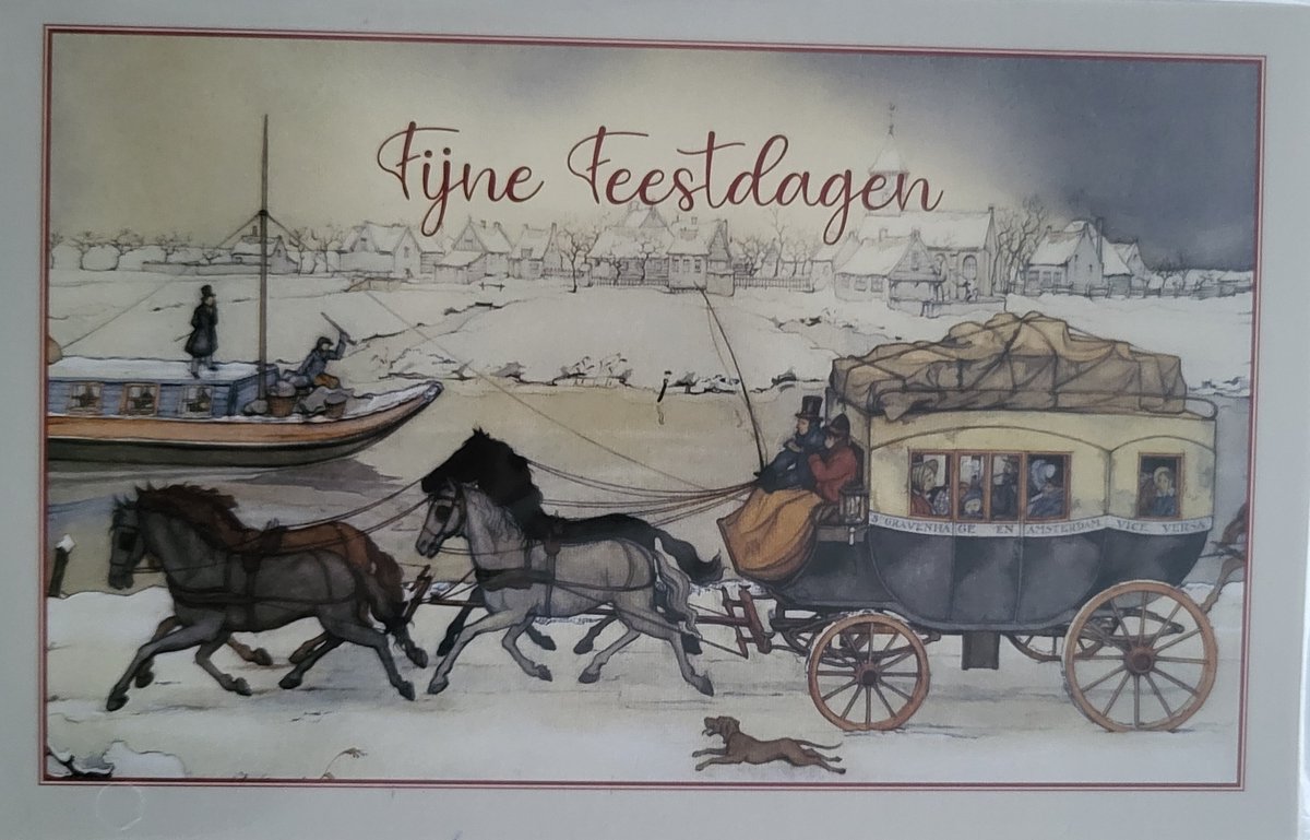 8 Kerstkaarten paarden met postkoets in winters landschap - 8 kaarten met enveloppen van Anton Pieck