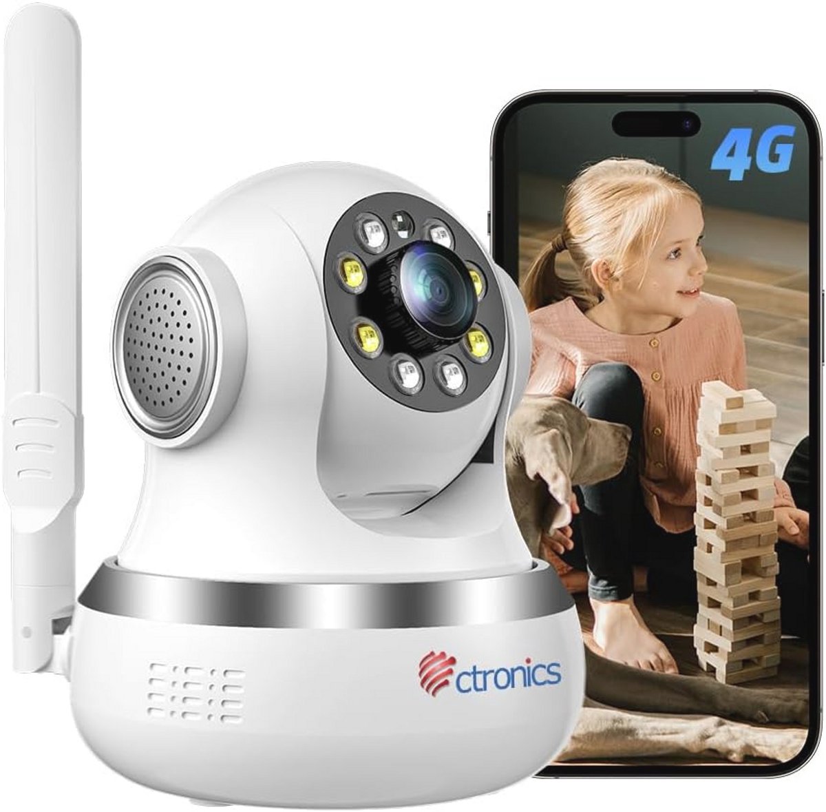 4G Bewakingscamera met Auto-Tracking en Nachtzicht - 2-weg Audio en 360° Beeld