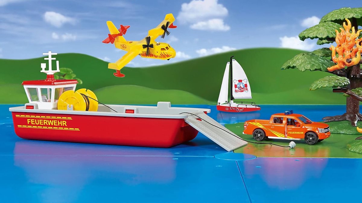 SIKU Brandweer werkboot 1:50 met Ford F150 en draaibare slanghaspel thumbnail 3