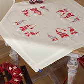 Kit Broderie Nappe étoiles 80x80 Cm – Pré-dessinée, Coton, Complet