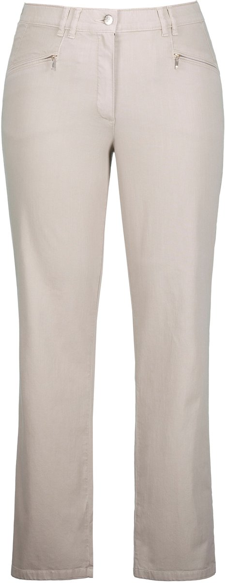 Ulla Popken - Dames - Zomerbroek Mony comfortabel licht ritszakken stretch - Cement - Maat 30