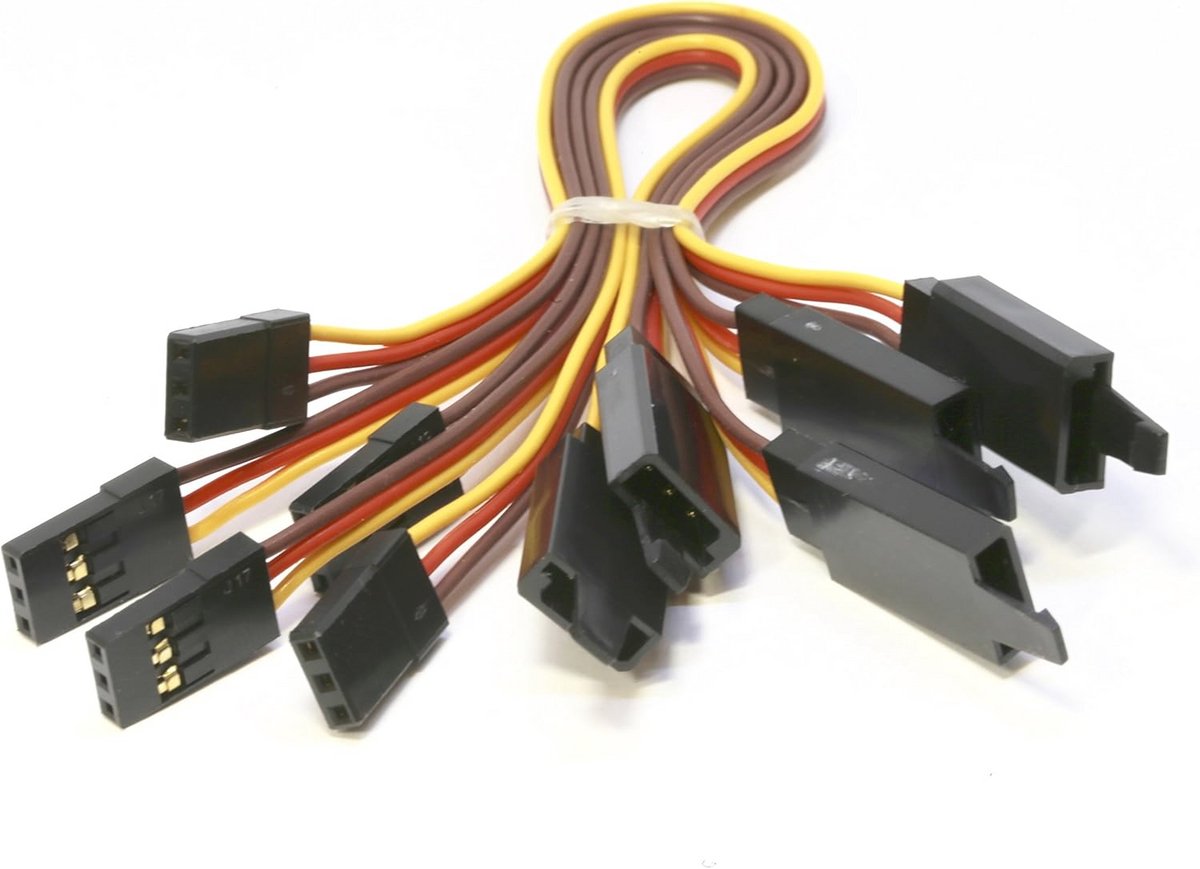 Premium JR servo verlengkabel 15 cm - 10 stuks, 26 AWG, voor modelbouw