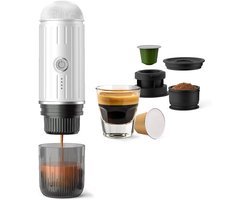 Reisdraagbare expressomachine, USB-C-oplaadbaar, zelfverwarmende elektrische expressomachine, mini 19 bar koffiemachine voor camping wandelingen, voor gemalen koffie