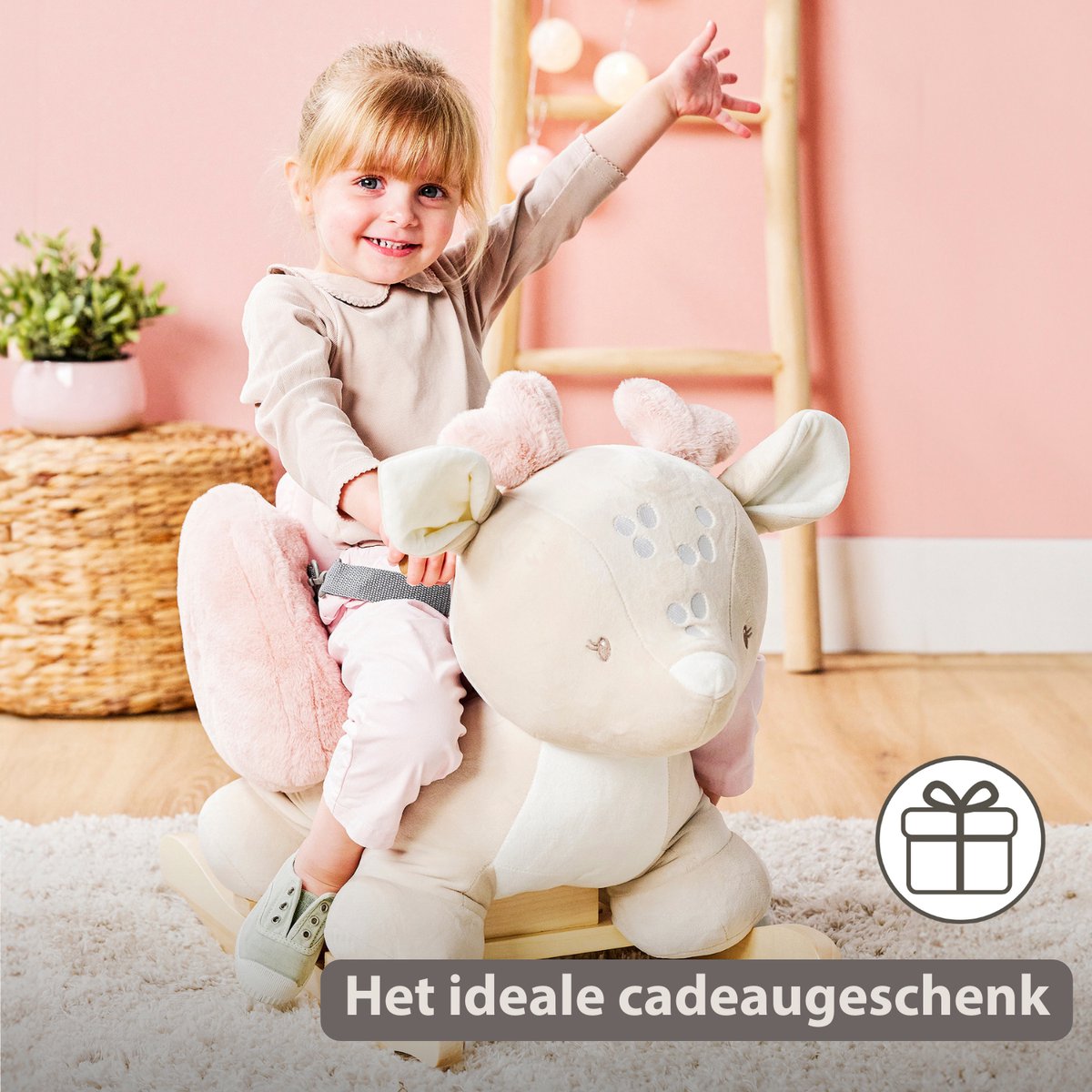 Nattou FanFan Hobbelpaard hertje - 59 cm - Schommelpaard - Baby Speelgoed - Beige — afbeelding 7