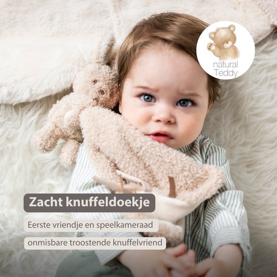 Nattou TEDDY Baby Knuffeldoekje met Knuffel - 27 x 27 cm - Doudou Konijn - Baby Cadeau - Beige van Merkloos — afbeelding 2