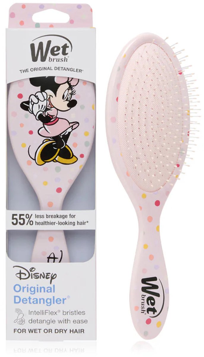 WetBrush Disney Original Detangler - Hello Minnie Edition - Ontwarrende Haarborstel voor Kinderen & Volwassenen - Zachte Intelliflex® Borstelharen - Pijnloos Borstelen - Geschikt voor Nat & Droog Haar - Limited Edition Minnie Mouse Design