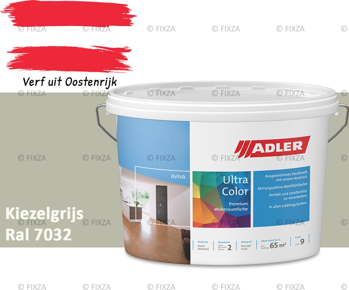 ADLER Aviva Ultra-Color SD Muurverf – Premium Matte Binnenmuurverf met Smart-Dry Technologie – Streeploos & Hoge Dekking – Kiezelgrijs – 1 Liter