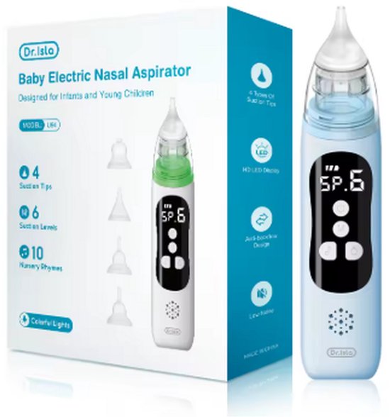 Elektrische Baby Neusreiniger – 4 Zuigstanden – Zachte BPA-vrije Siliconen Tip – Stil, Veilig & Hygiënisch – Inclusief Accessoires