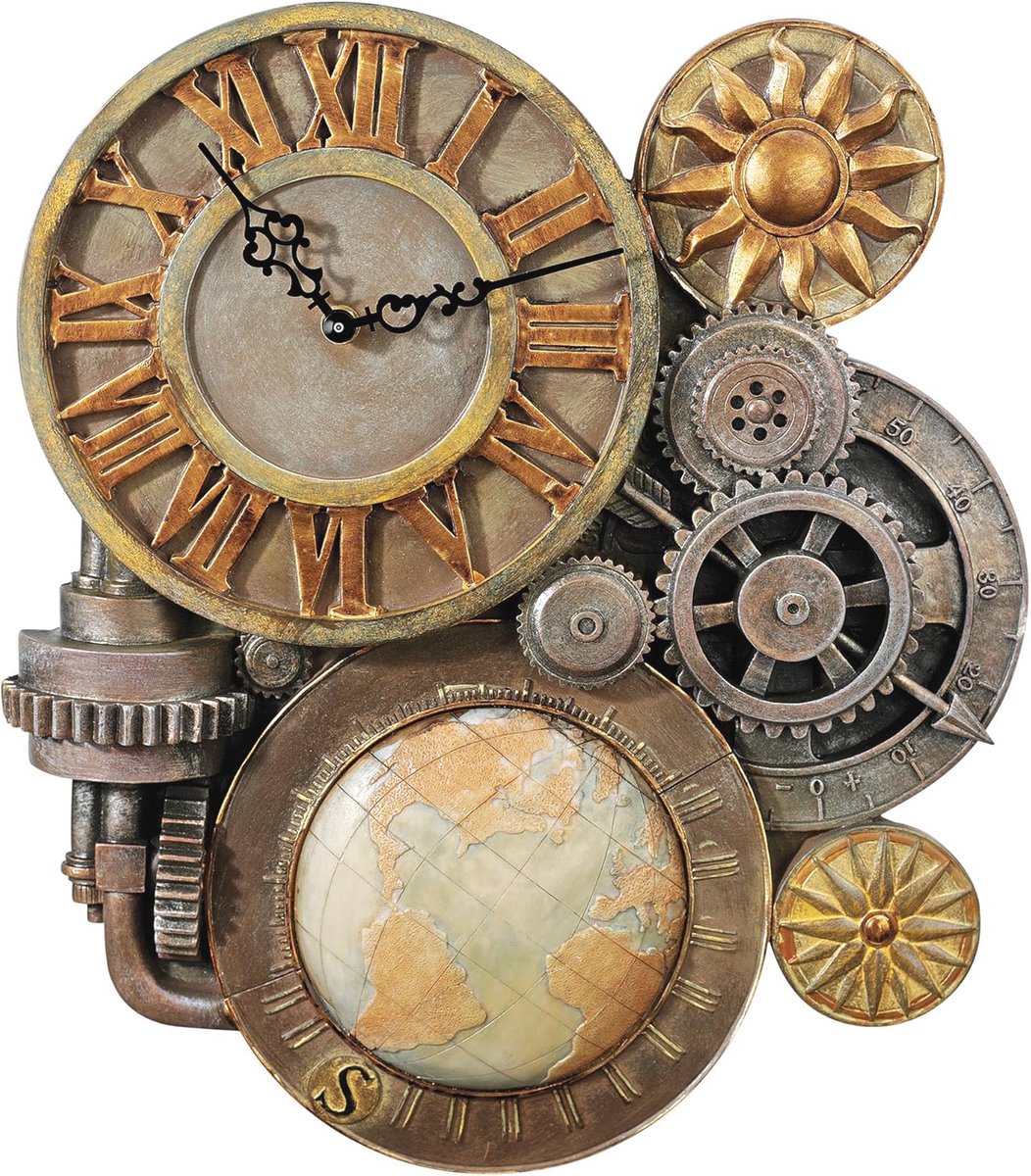 Steampunk Wandklok Sculptuur met Tandwielen - Uniek Decor voor Muur - 43,25 cm