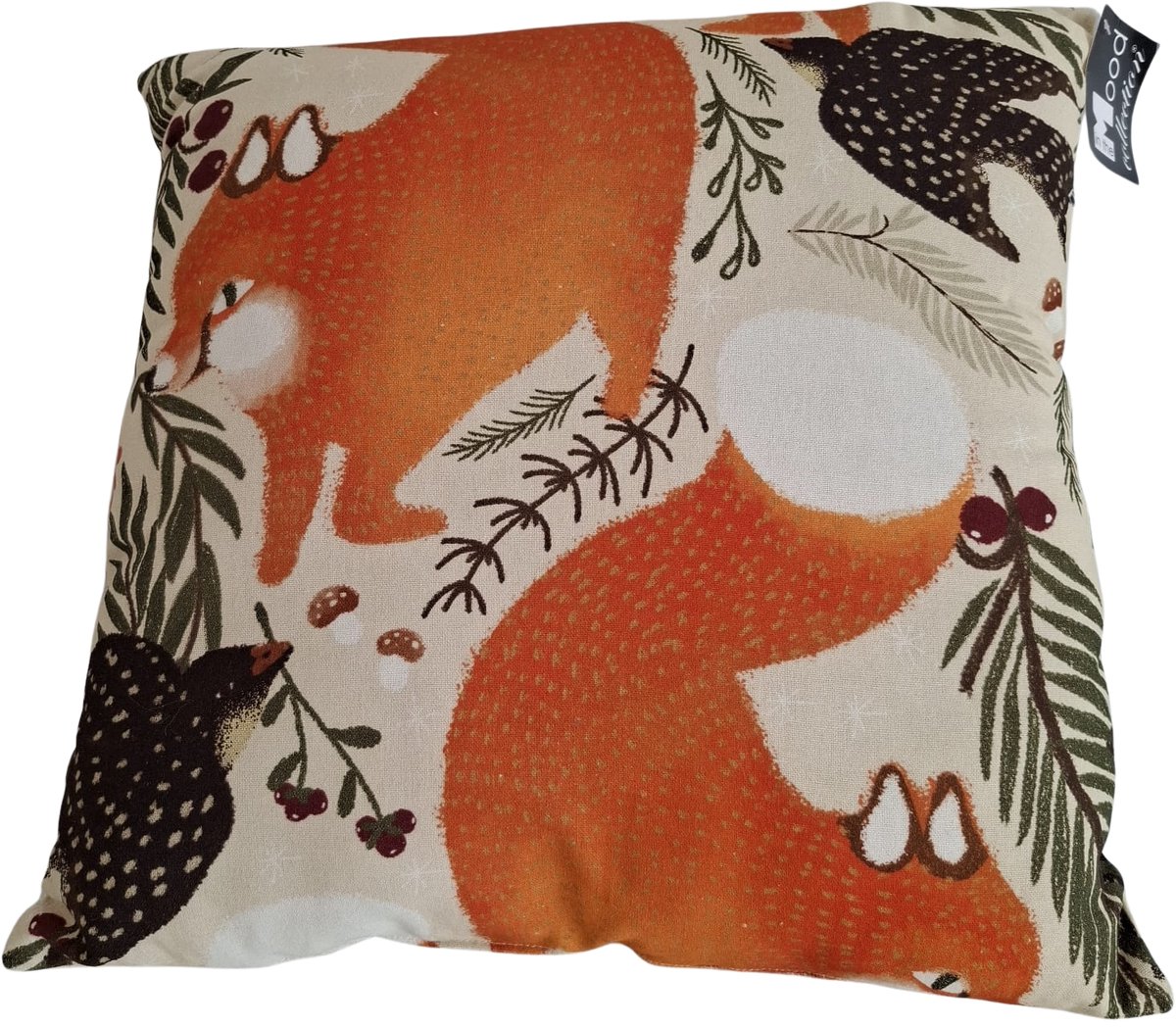 In The Mood Sierkussen Herfst 45x45 cm – Vossenprint – Oranje – Dierenprint Kussen