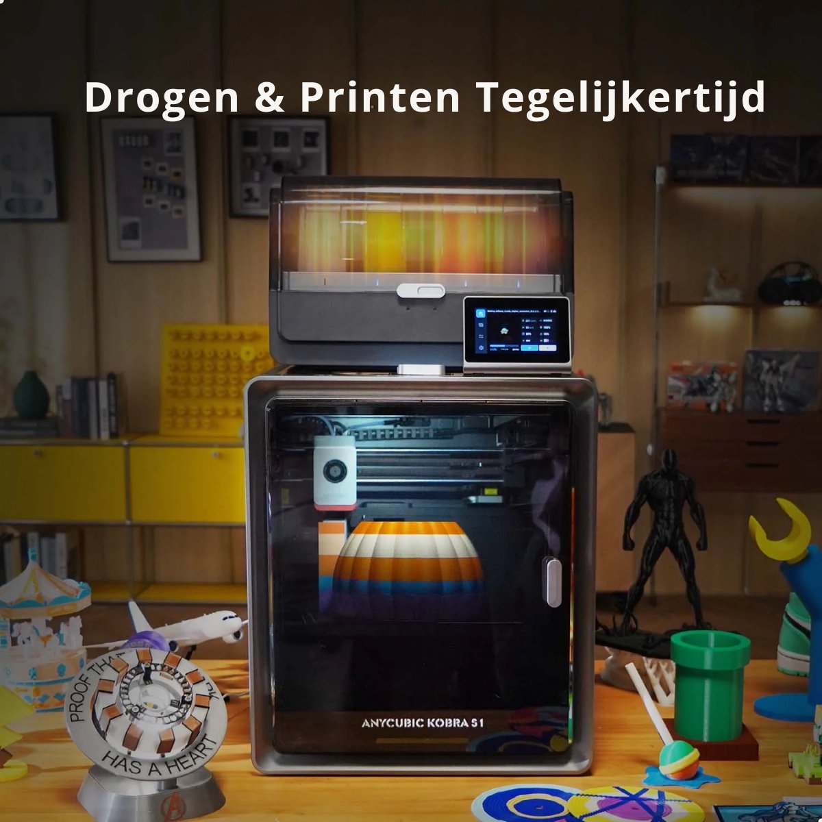Anycubic Kobra S1 Combo 3D Printer – CoreXY Systeem – Automatische Bed Leveling – 600 mm/s Printsnelheid – Multi-Color Filament Systeem – PEI Flexibel Printbed – WiFi & App Bediening – Direct Printklaar — afbeelding 6