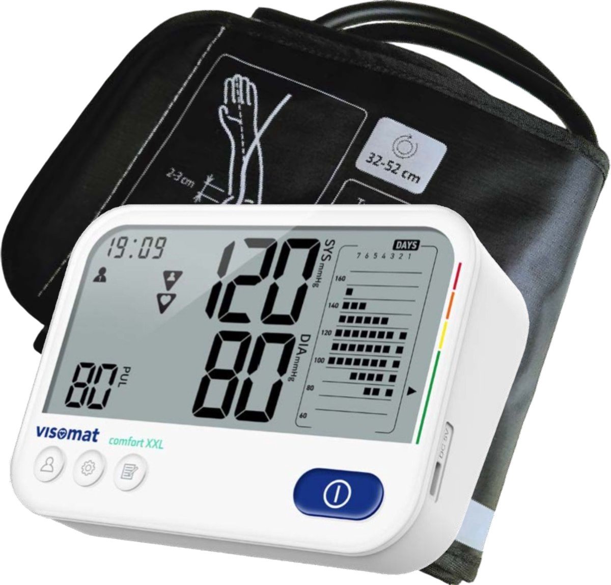 Visomat Comfort XXL Bloeddrukmeter voor Bovenarm – Manchet 32-52 cm – Digitale Hartslag & Aritmie Detectie