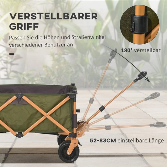 Opvouwbare Bolderkar met Verstelbare Handgreep en Draagvermogen Tot 120 kg - Ideaal voor Strand en Tuin van Opvouwbare Bolderkar — afbeelding 4