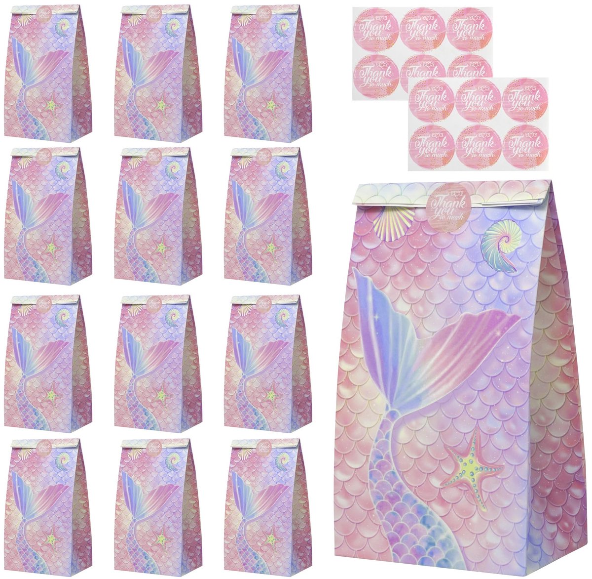 IMPERATORIS® Uitdeelzakjes met Strip/Stickers - Koekzakjes/Snoepzak/Geschenkzakjes - 12 stuks