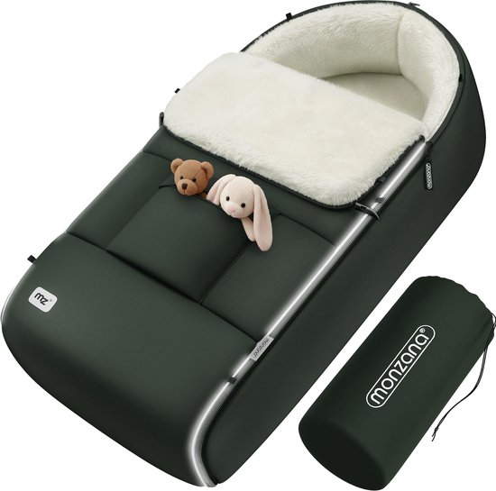 Monzana Baby Voetenzak – Ritssluiting 3/5puntsgordels 95x50cm – Grijs Groen