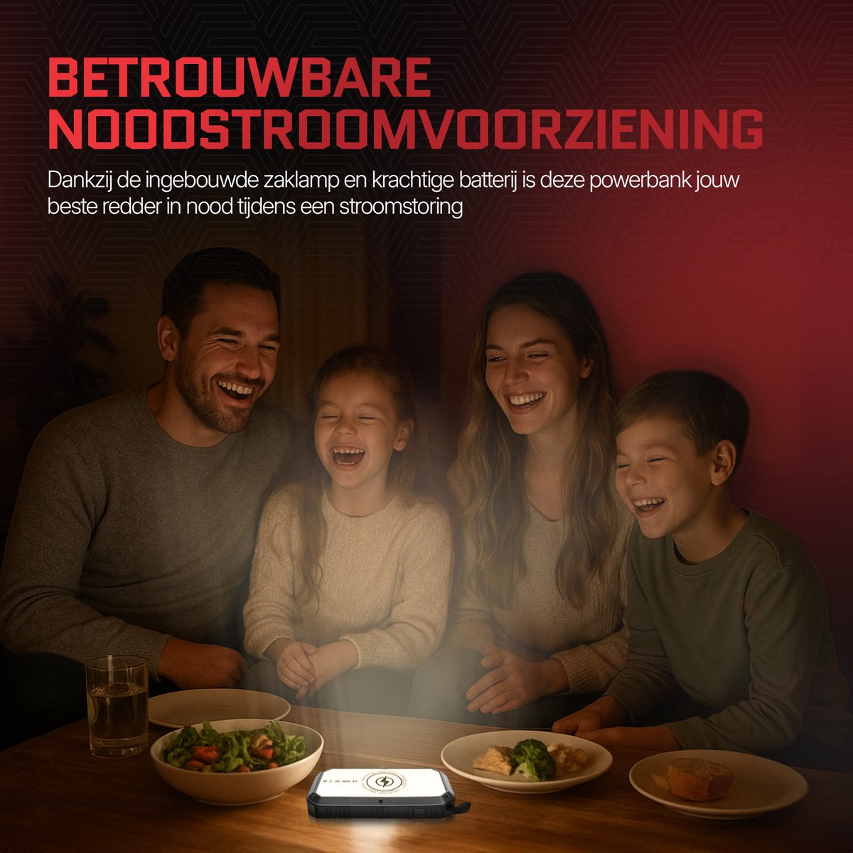 Tedroka® Zonne-Energie Powerbank - 3-in-1 Draagbare Oplader - USB-C & USB-Poorten - Draadloze Charger - Power Bank 10000 mah - Extern batterij met zaklamp voor kamperen – foto 5