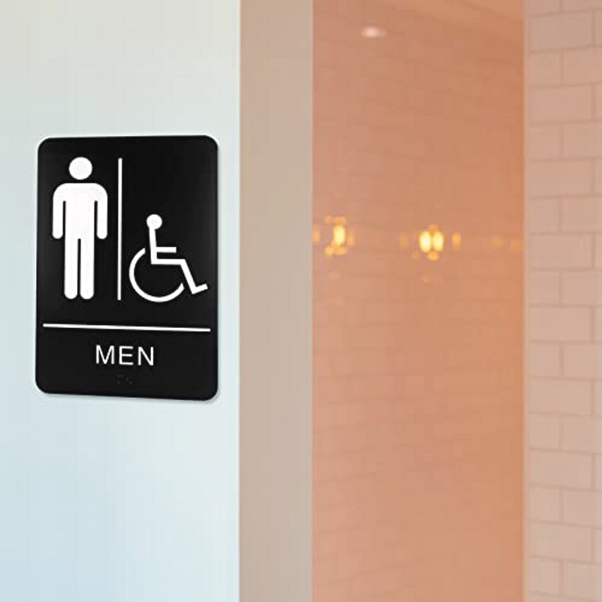 ADA-compatibel Toiletbord voor Bedrijven - Braille Badkamerbord met Dubbelzijdige Tape, 22,5 x 15,5 cm