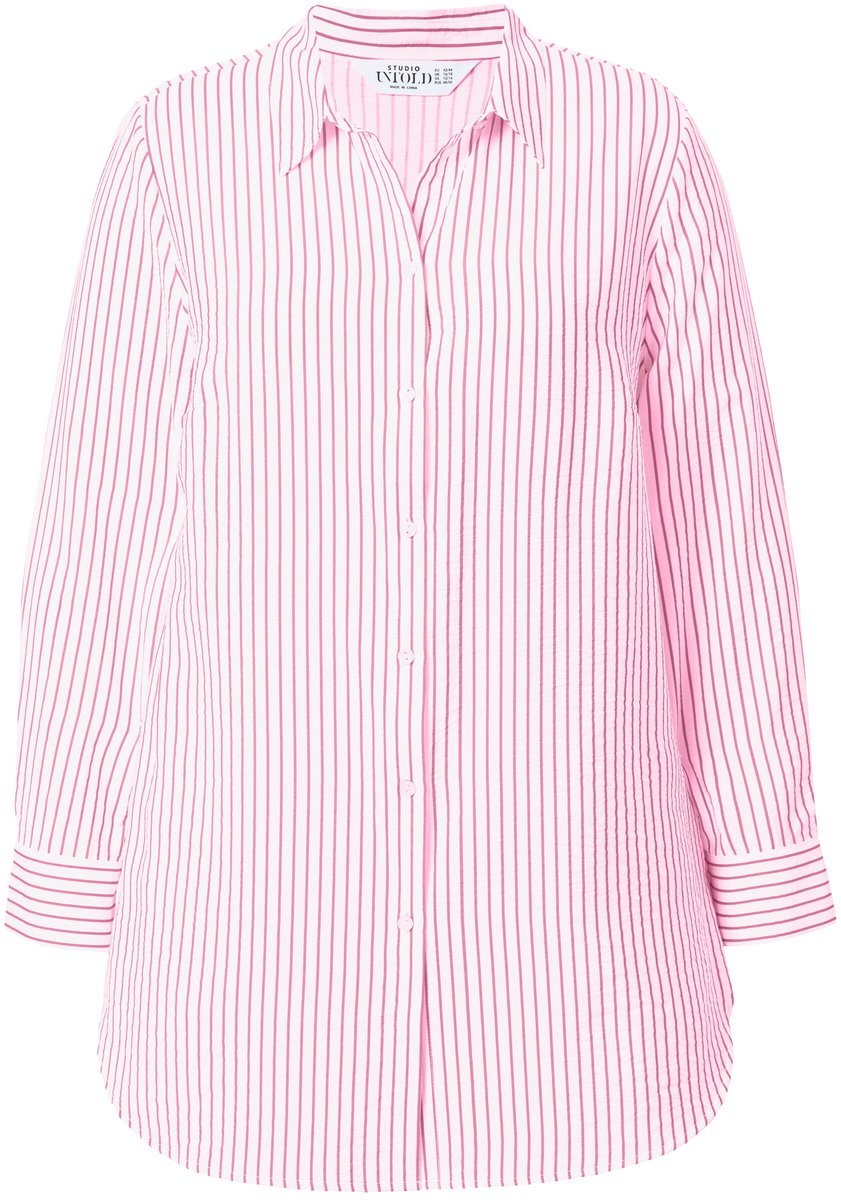 Studio Untold - Dames - Overhemdblouse recht model strepen - Lichtroze - Maat 42+