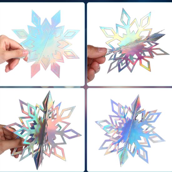 Jojoy - Guirlandes de Noël avec flocons de neige scintillants - Décoration de Noël - Guirlande de Noël - Noël - Neige - 6x Flocon de neige de différentes tailles - HOLOFLAKE