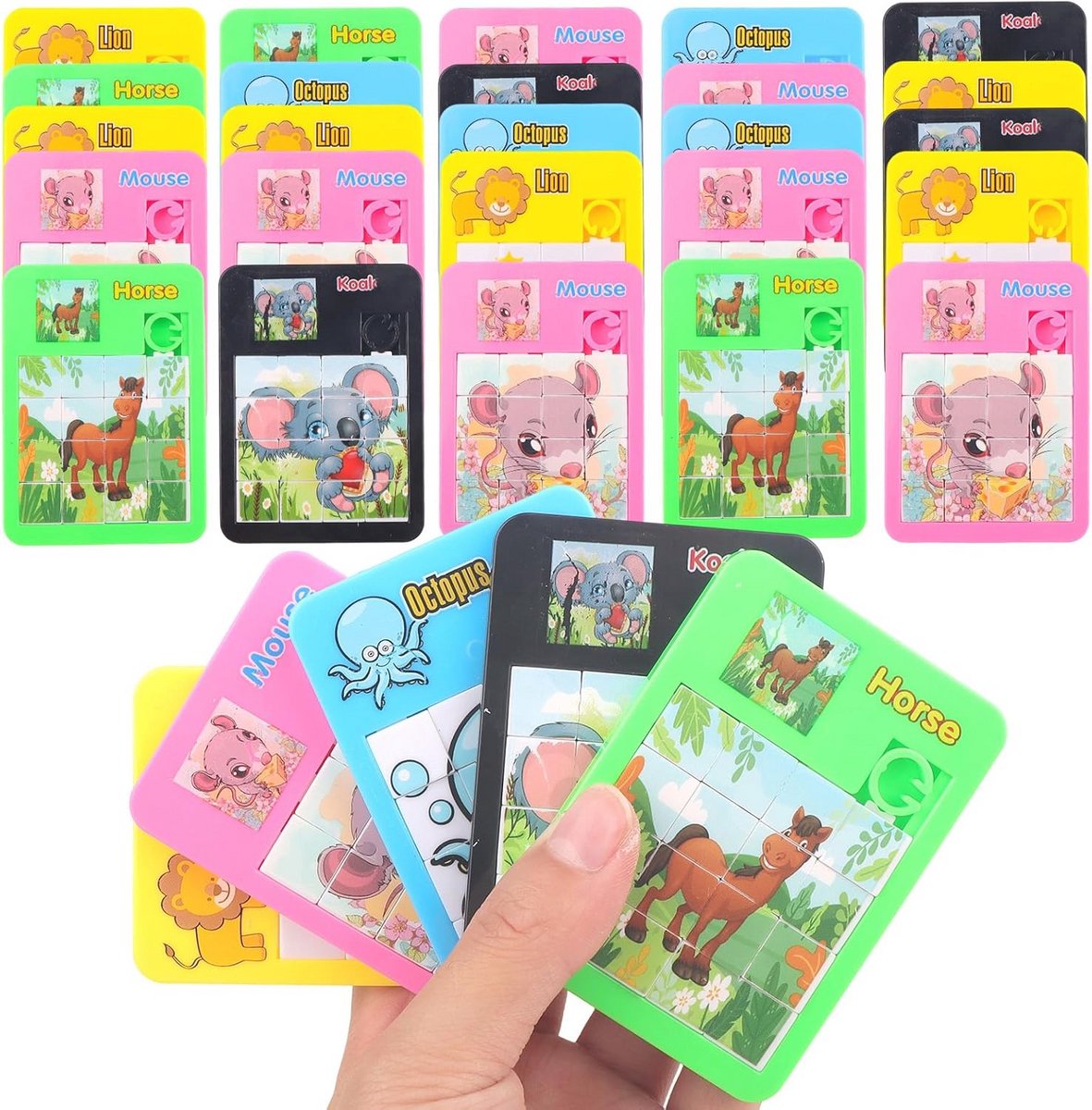 Schuifpuzzels voor Kinderen - 30 Diermotieven Mini-Puzzels, Perfect Cadeautje voor Verjaardagen en Reizen