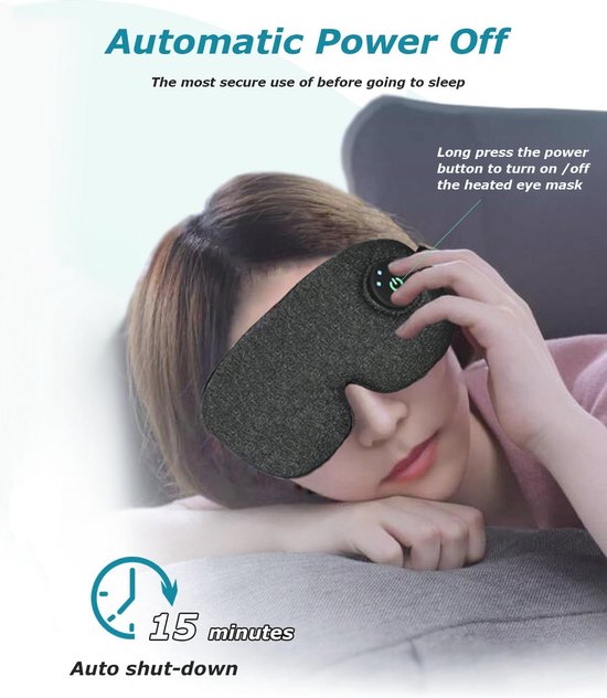 Draadloos verwarmd oogmasker voor verlichting van droge ogen en oogbelasting - Elektrisch warm oogkompres — afbeelding 2