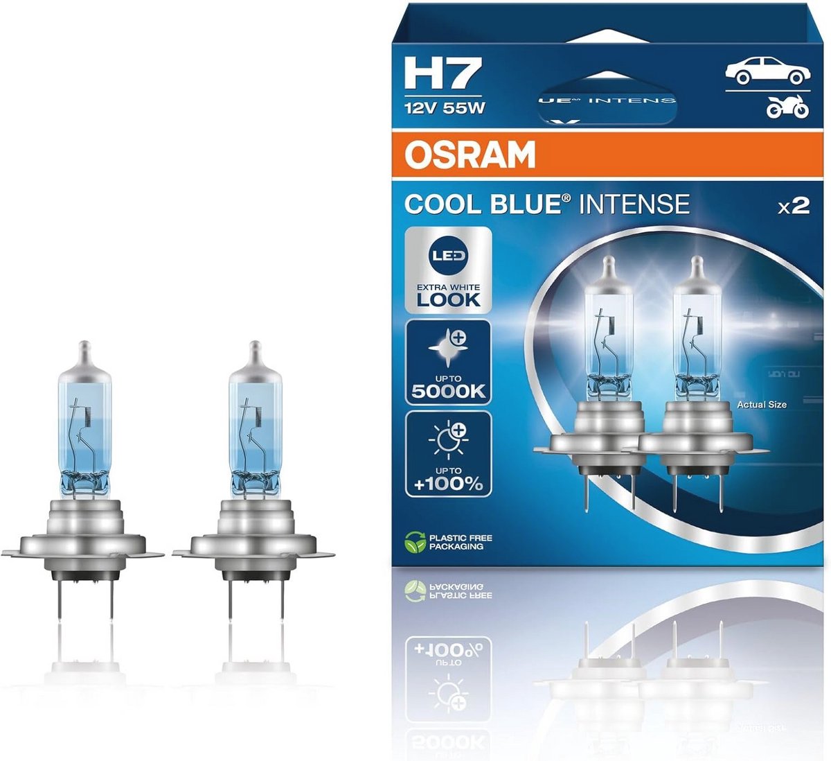 H7 Halogeenkoplamp - +100% Helderheid, 5000K, LED-Look, Dubbelpakket